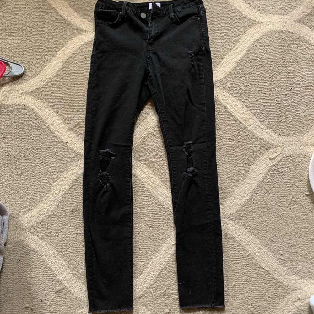simply society black distressed jeans